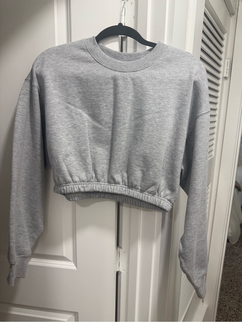 ALO Yoga Light Gray Cropped Crew Sweatshirt